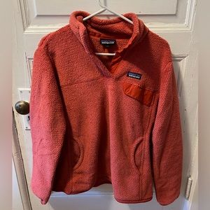 Patagonia Womens Size L Re-Tool Snap T Fleece Pullover-Quartz Coral
